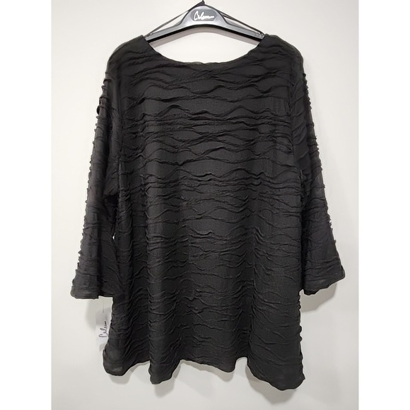 Calessa NWT Tunic Blouse Womens XL Black Ruffled Bell Sleeve Round Neck Boho - Picture 9 of 9
